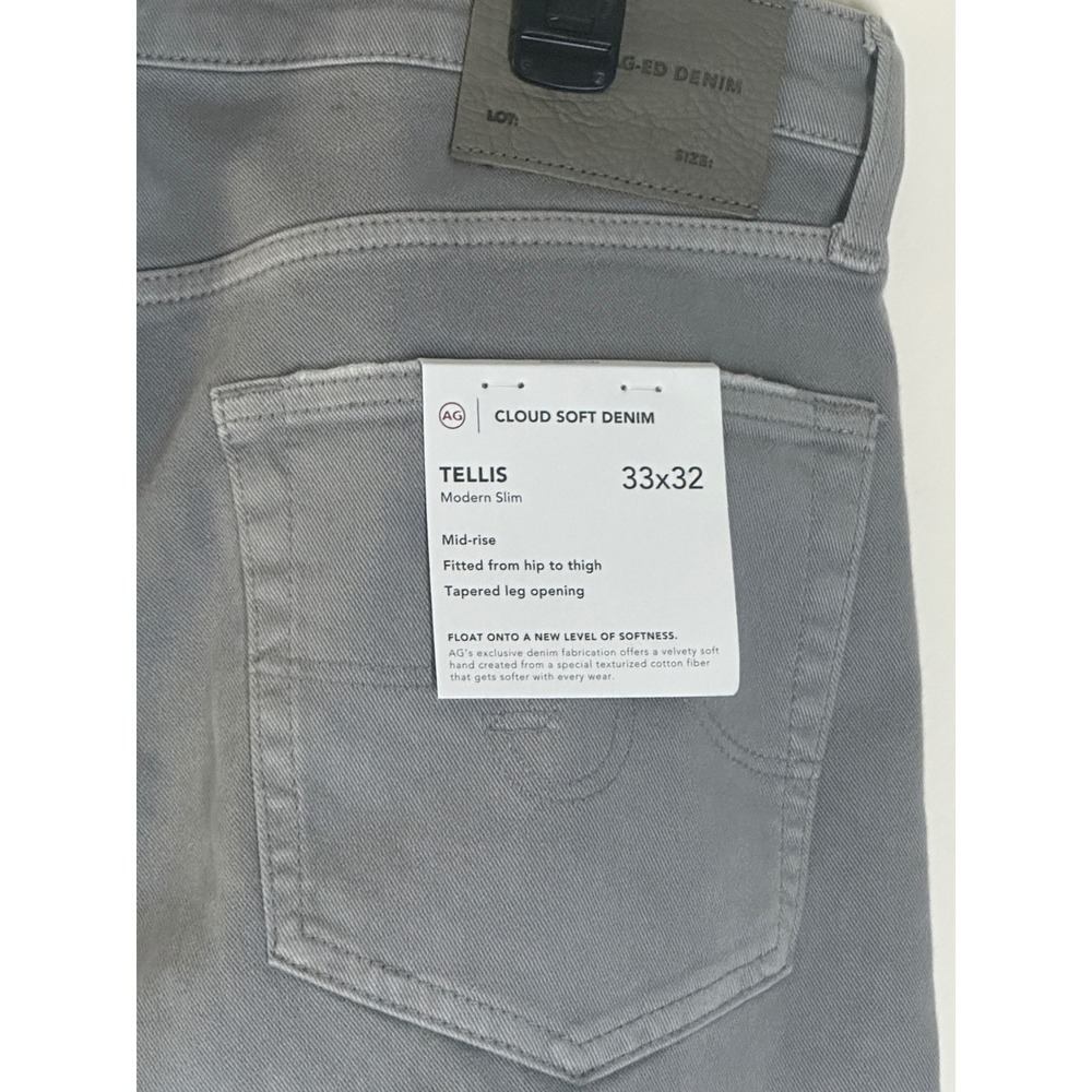 AG Adriano Goldschmied Tellis Modern Slim Fit Jeans Grey 33x32 Cloud Soft Denim - Picture 6 of 6